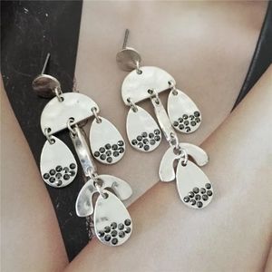 Ss pltd spinel drop tiered earrings